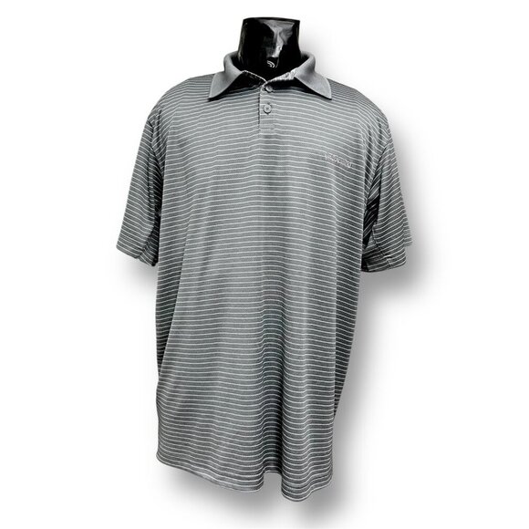 Columbia XXL Gray Striped Polo Shirt Performance Golf Outdoor Activewear - Picture 1 of 7